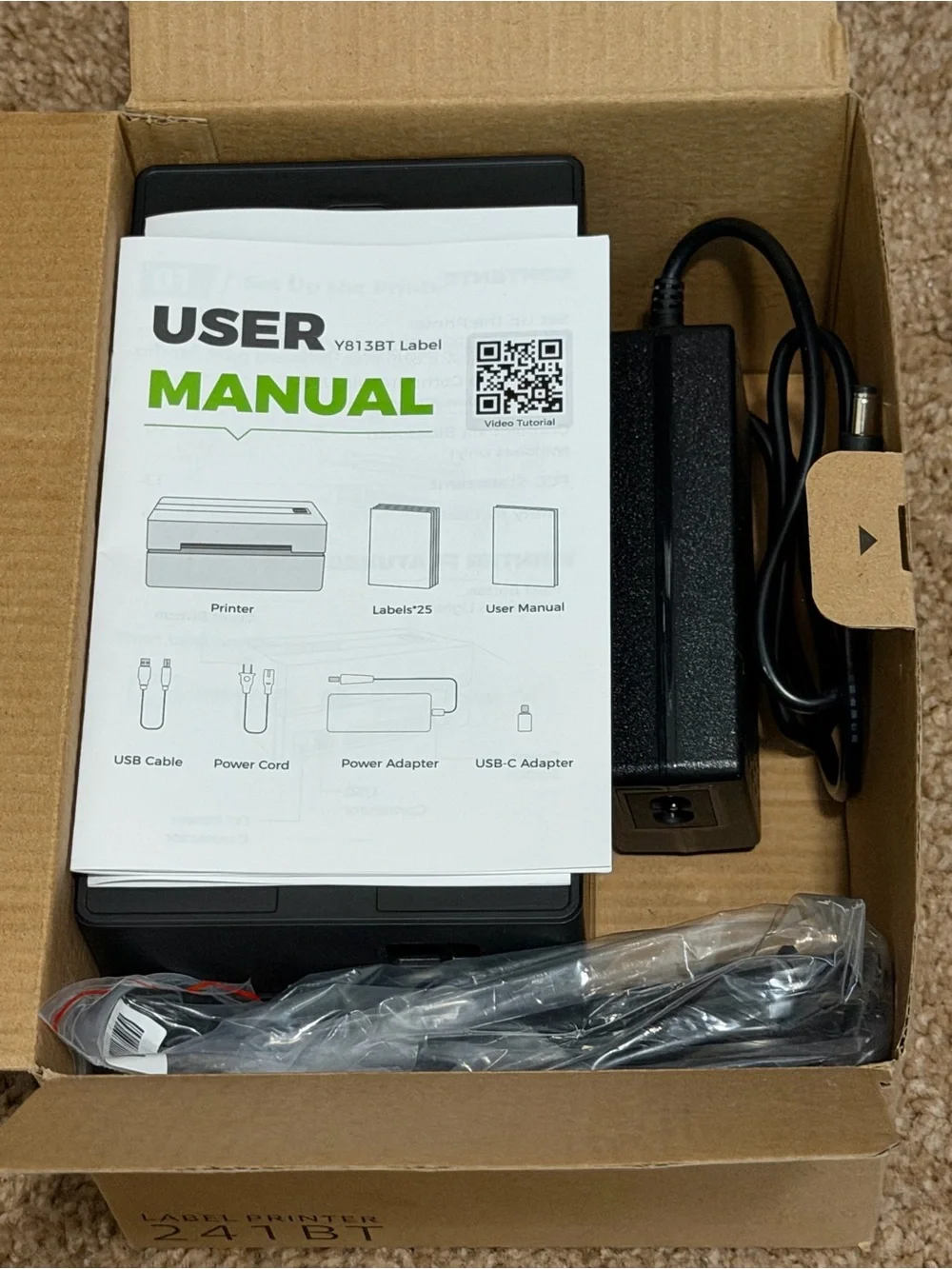 Compact Black Thermal Label Printer for Home Office and Shipping